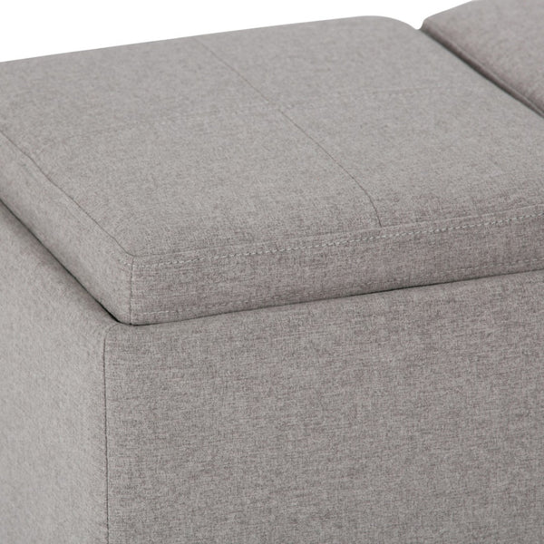 HomeRoots 42" Stylish Dark Brown and Cloud Upholstered Storage Ottoman - Multi-Functional, Compact & Chic! 640213