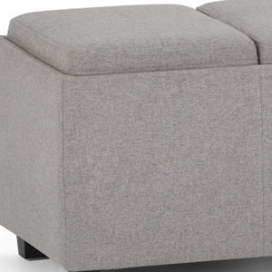 HomeRoots 42" Stylish Dark Brown and Cloud Upholstered Storage Ottoman - Multi-Functional, Compact & Chic! 640213