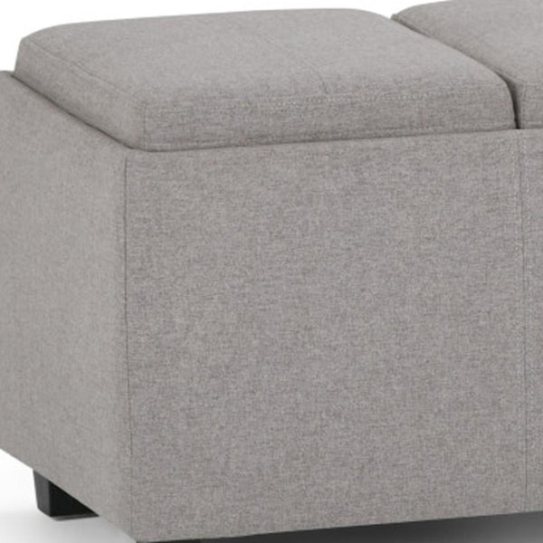 HomeRoots 42" Stylish Dark Brown and Cloud Upholstered Storage Ottoman - Multi-Functional, Compact & Chic! 640213