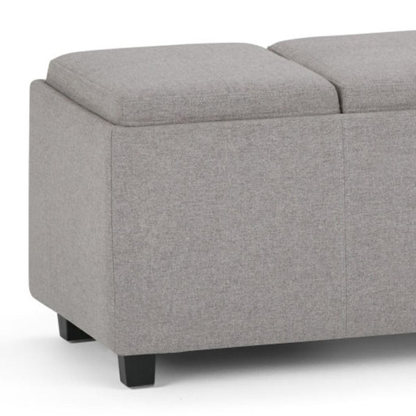 HomeRoots 42" Stylish Dark Brown and Cloud Upholstered Storage Ottoman - Multi-Functional, Compact & Chic! 640213