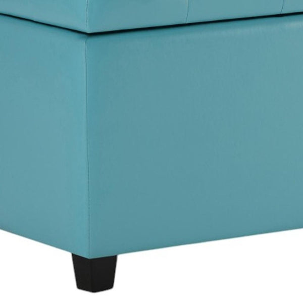 HomeRoots 34" Dark Brown and Blue Upholstered Storage Ottoman - Stylish Seating, Hidden Storage & Versatile Use 640214