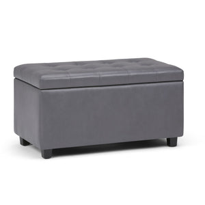 HomeRoots 34" Dark Brown and Gray Upholstered Storage Ottoman – Stylish, Versatile Footrest with Hidden Storage! 640215