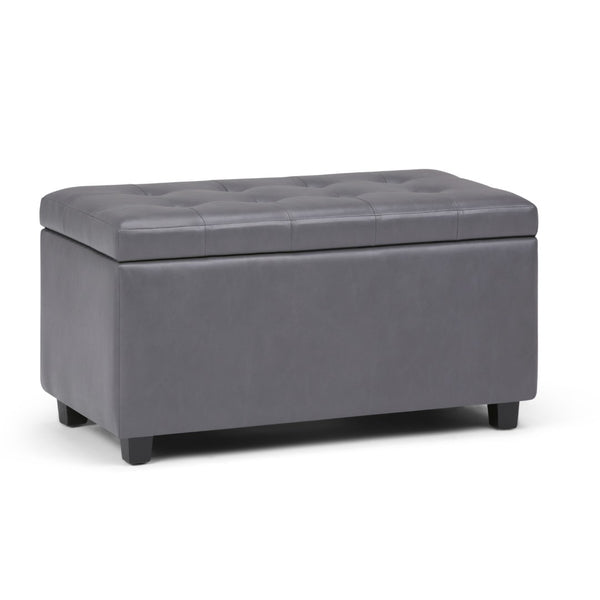 HomeRoots 34" Dark Brown and Gray Upholstered Storage Ottoman – Stylish, Versatile Footrest with Hidden Storage! 640215