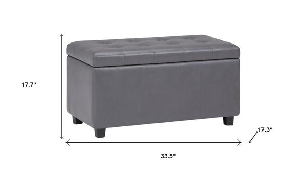 HomeRoots 34" Dark Brown and Gray Upholstered Storage Ottoman – Stylish, Versatile Footrest with Hidden Storage! 640215