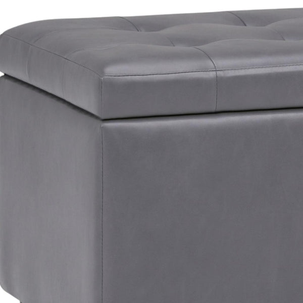 HomeRoots 34" Dark Brown and Gray Upholstered Storage Ottoman – Stylish, Versatile Footrest with Hidden Storage! 640215