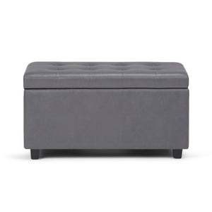 HomeRoots 34" Dark Brown and Gray Upholstered Storage Ottoman – Stylish, Versatile Footrest with Hidden Storage! 640215