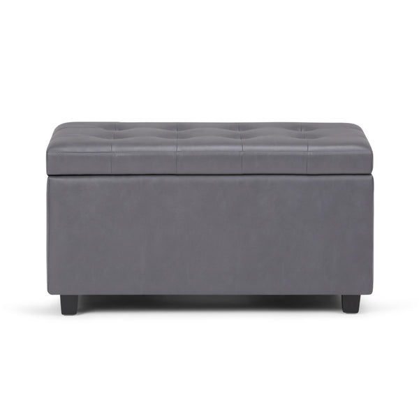 HomeRoots 34" Dark Brown and Gray Upholstered Storage Ottoman – Stylish, Versatile Footrest with Hidden Storage! 640215