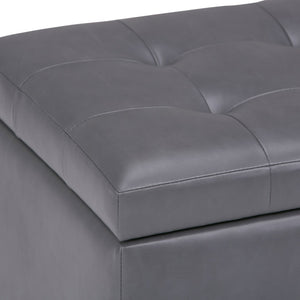 HomeRoots 34" Dark Brown and Gray Upholstered Storage Ottoman – Stylish, Versatile Footrest with Hidden Storage! 640215