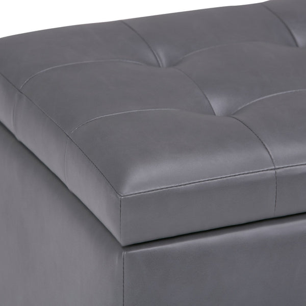 HomeRoots 34" Dark Brown and Gray Upholstered Storage Ottoman – Stylish, Versatile Footrest with Hidden Storage! 640215