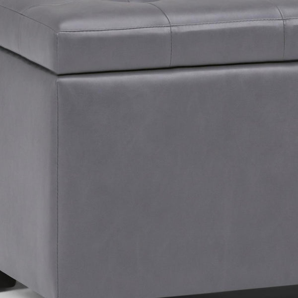 HomeRoots 34" Dark Brown and Gray Upholstered Storage Ottoman – Stylish, Versatile Footrest with Hidden Storage! 640215