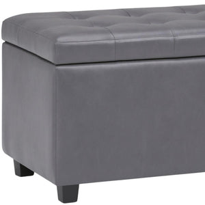 HomeRoots 34" Dark Brown and Gray Upholstered Storage Ottoman – Stylish, Versatile Footrest with Hidden Storage! 640215