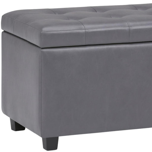 HomeRoots 34" Dark Brown and Gray Upholstered Storage Ottoman – Stylish, Versatile Footrest with Hidden Storage! 640215