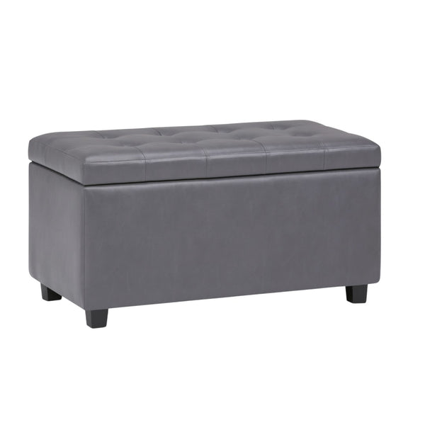 HomeRoots 34" Dark Brown and Gray Upholstered Storage Ottoman – Stylish, Versatile Footrest with Hidden Storage! 640215