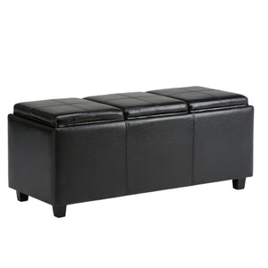 HomeRoots 42" Stylish Dark Brown & Black Upholstery Storage Ottoman - Versatile Seating & Hidden Storage Solution 640216