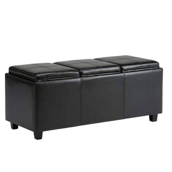 HomeRoots 42" Stylish Dark Brown & Black Upholstery Storage Ottoman - Versatile Seating & Hidden Storage Solution 640216