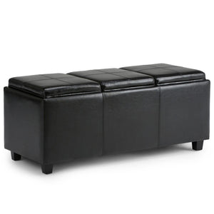 HomeRoots 42" Stylish Dark Brown & Black Upholstery Storage Ottoman - Versatile Seating & Hidden Storage Solution 640216