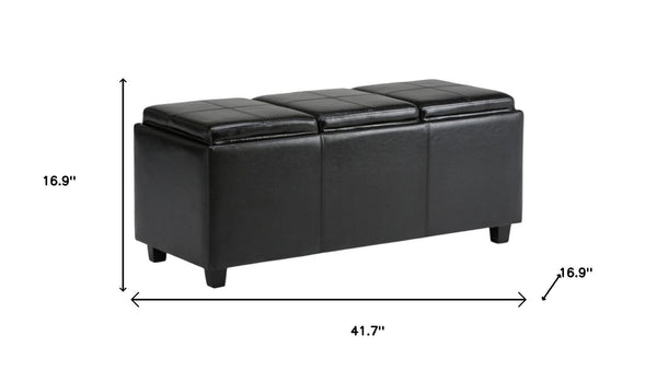 HomeRoots 42" Stylish Dark Brown & Black Upholstery Storage Ottoman - Versatile Seating & Hidden Storage Solution 640216