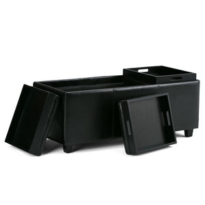 HomeRoots 42" Stylish Dark Brown & Black Upholstery Storage Ottoman - Versatile Seating & Hidden Storage Solution 640216