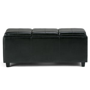 HomeRoots 42" Stylish Dark Brown & Black Upholstery Storage Ottoman - Versatile Seating & Hidden Storage Solution 640216