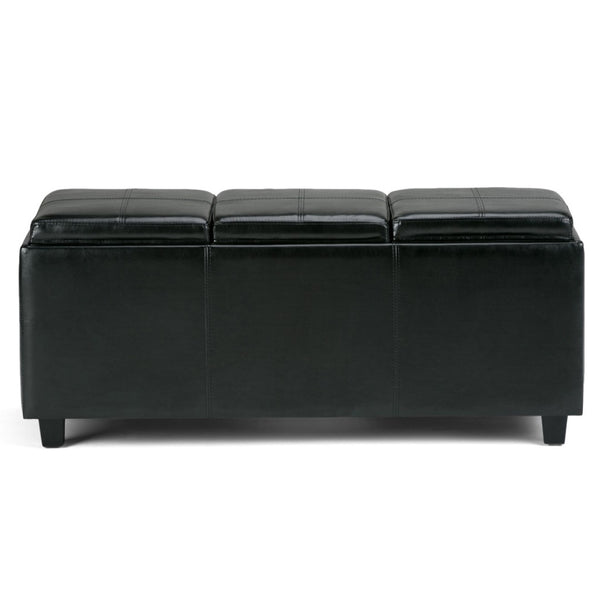 HomeRoots 42" Stylish Dark Brown & Black Upholstery Storage Ottoman - Versatile Seating & Hidden Storage Solution 640216