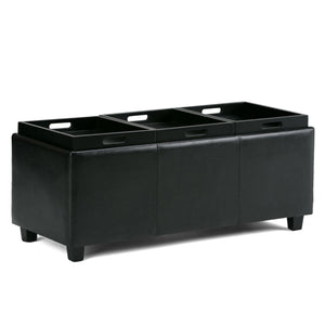 HomeRoots 42" Stylish Dark Brown & Black Upholstery Storage Ottoman - Versatile Seating & Hidden Storage Solution 640216