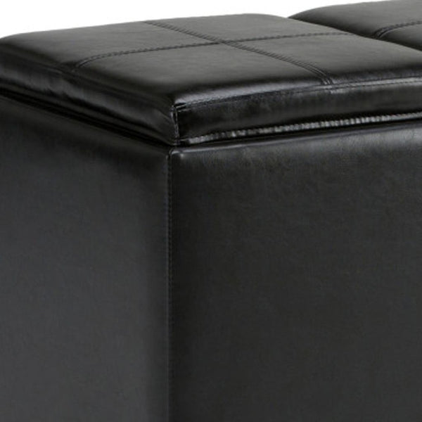 HomeRoots 42" Stylish Dark Brown & Black Upholstery Storage Ottoman - Versatile Seating & Hidden Storage Solution 640216