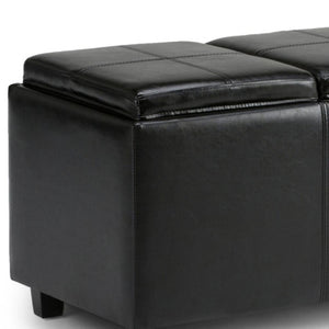 HomeRoots 42" Stylish Dark Brown & Black Upholstery Storage Ottoman - Versatile Seating & Hidden Storage Solution 640216