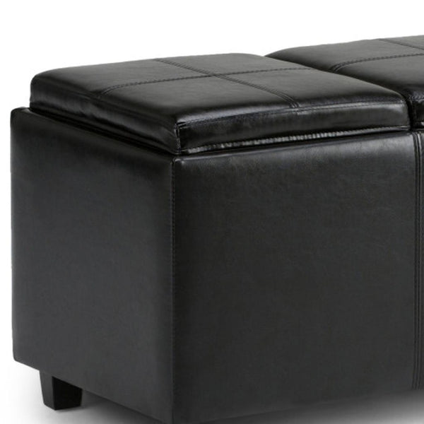 HomeRoots 42" Stylish Dark Brown & Black Upholstery Storage Ottoman - Versatile Seating & Hidden Storage Solution 640216