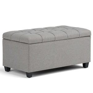 HomeRoots 33" Stylish Gray Upholstered Storage Ottoman with Espresso Legs – Versatile Seating & Hidden Storage 640217