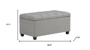 HomeRoots 33" Stylish Gray Upholstered Storage Ottoman with Espresso Legs – Versatile Seating & Hidden Storage 640217