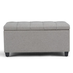 HomeRoots 33" Stylish Gray Upholstered Storage Ottoman with Espresso Legs – Versatile Seating & Hidden Storage 640217