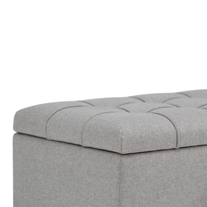 HomeRoots 33" Stylish Gray Upholstered Storage Ottoman with Espresso Legs – Versatile Seating & Hidden Storage 640217
