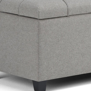 HomeRoots 33" Stylish Gray Upholstered Storage Ottoman with Espresso Legs – Versatile Seating & Hidden Storage 640217