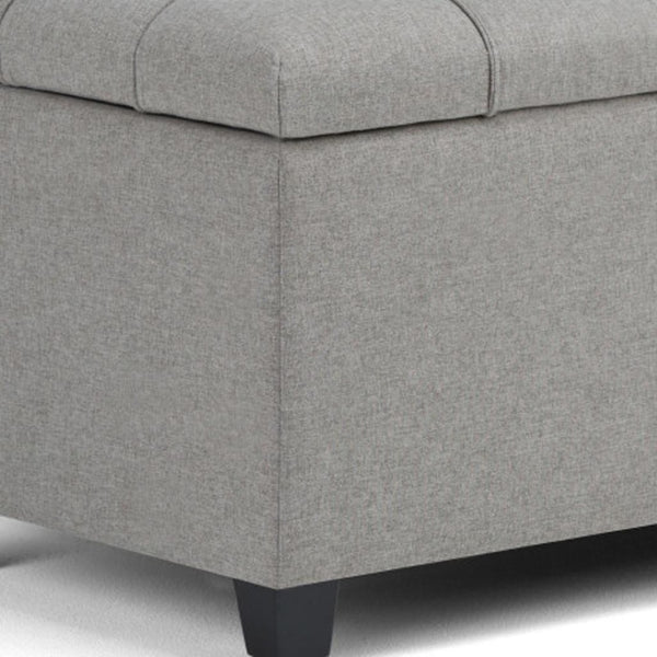 HomeRoots 33" Stylish Gray Upholstered Storage Ottoman with Espresso Legs – Versatile Seating & Hidden Storage 640217