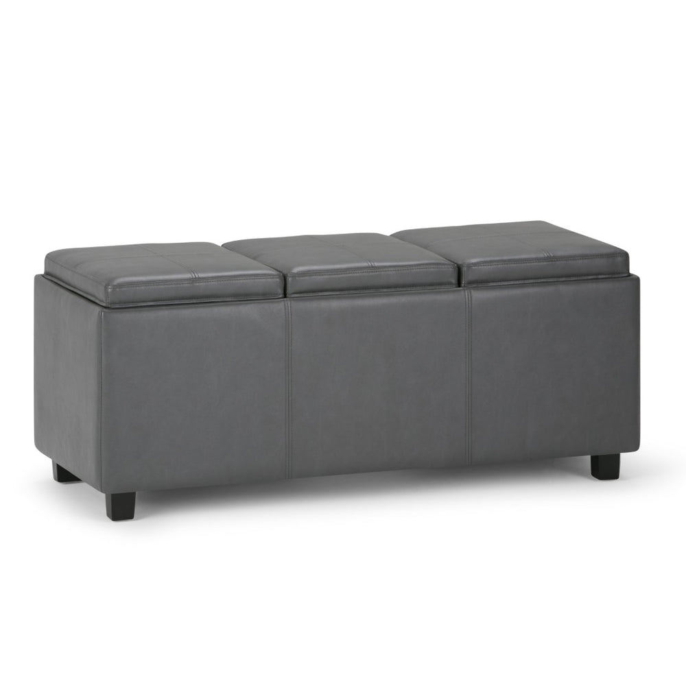 HomeRoots 42" Stylish Dark Brown and Gray Upholstery Storage Ottoman - Versatile Footrest and Hidden Storage Solution 640218