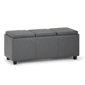 HomeRoots 42" Stylish Dark Brown and Gray Upholstery Storage Ottoman - Versatile Footrest and Hidden Storage Solution 640218