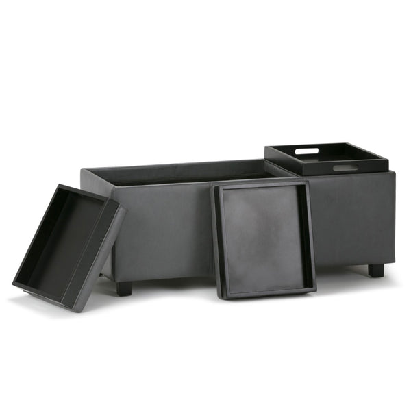 HomeRoots 42" Stylish Dark Brown and Gray Upholstery Storage Ottoman - Versatile Footrest and Hidden Storage Solution 640218