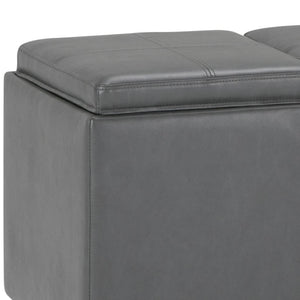 HomeRoots 42" Stylish Dark Brown and Gray Upholstery Storage Ottoman - Versatile Footrest and Hidden Storage Solution 640218