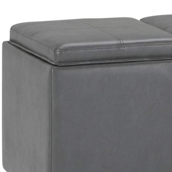 HomeRoots 42" Stylish Dark Brown and Gray Upholstery Storage Ottoman - Versatile Footrest and Hidden Storage Solution 640218