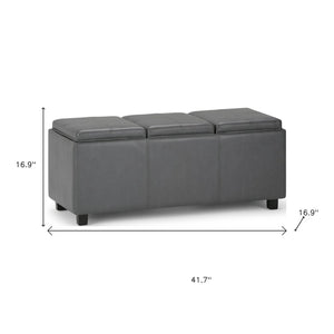 HomeRoots 42" Stylish Dark Brown and Gray Upholstery Storage Ottoman - Versatile Footrest and Hidden Storage Solution 640218