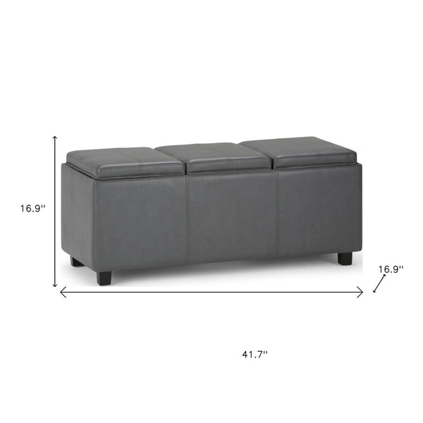 HomeRoots 42" Stylish Dark Brown and Gray Upholstery Storage Ottoman - Versatile Footrest and Hidden Storage Solution 640218