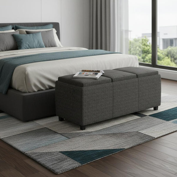HomeRoots 42" Modern Ebony Upholstery Storage Ottoman - Stylish Seating & Hidden Compartment for Any Room 640219