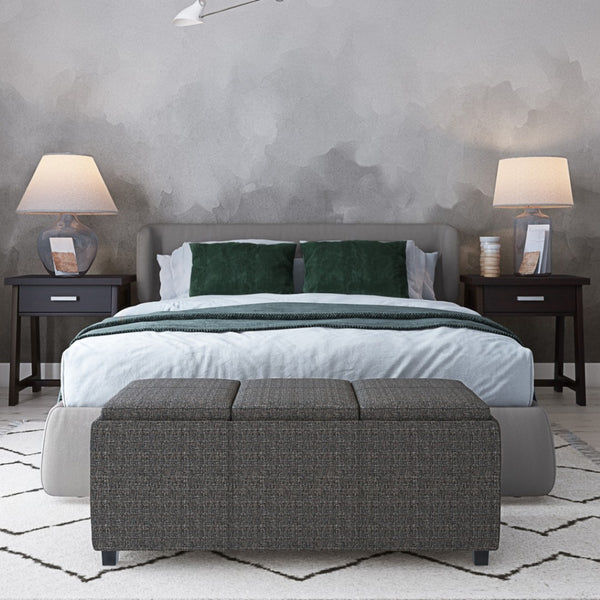 HomeRoots 42" Modern Ebony Upholstery Storage Ottoman - Stylish Seating & Hidden Compartment for Any Room 640219