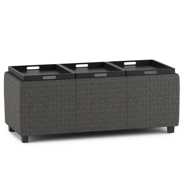 HomeRoots 42" Modern Ebony Upholstery Storage Ottoman - Stylish Seating & Hidden Compartment for Any Room 640219