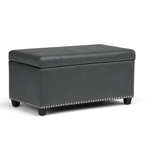 HomeRoots 33" Stylish Espresso and Gray Upholstery Storage Ottoman - Multi-Functional Seating with Hidden Space 640220