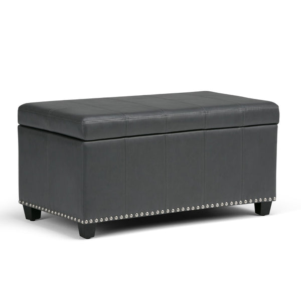 HomeRoots 33" Stylish Espresso and Gray Upholstery Storage Ottoman - Multi-Functional Seating with Hidden Space 640220