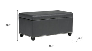 HomeRoots 33" Stylish Espresso and Gray Upholstery Storage Ottoman - Multi-Functional Seating with Hidden Space 640220