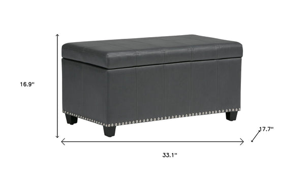 HomeRoots 33" Stylish Espresso and Gray Upholstery Storage Ottoman - Multi-Functional Seating with Hidden Space 640220