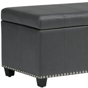 HomeRoots 33" Stylish Espresso and Gray Upholstery Storage Ottoman - Multi-Functional Seating with Hidden Space 640220
