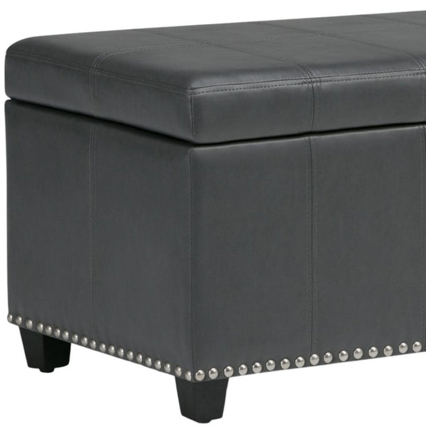 HomeRoots 33" Stylish Espresso and Gray Upholstery Storage Ottoman - Multi-Functional Seating with Hidden Space 640220